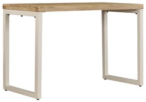 Tömör mangófa és acél étkezőasztal 115 x 55 x 76 cm