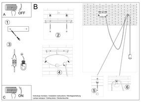 Fekete függőlámpa Spider – Sollux