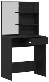 vidaXL Fekete tölgy öltözőasztal tükrökkel - 74.5 x 40 x 141 cm