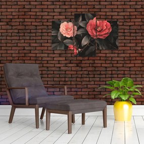 Kép - Vörös virágok sötét háttér előtt (90x60 cm)