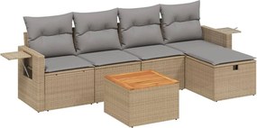 vidaXL 6 részes vegyes bézs polyrattan kerti ülőgarnitúra párnákkal