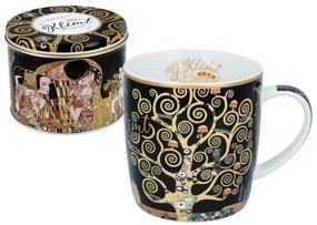 Porcelánbögre fémdobozban 450ml,Klimt:Életfa