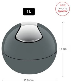 Sötétszürke műanyag szemetes 1 l Bowl – Spirella