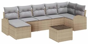 vidaXL Kerti Kanapé Szett párnával 8 pcs Bézs Poli rattan