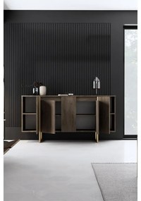Konzolasztal Luxe - Walnut, Gold