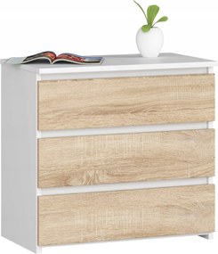 Éjjeliszekrény CL3 fehér-sonoma dohányzóasztal 60 3 fiókos Akd