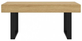világosbarna és fekete MDF és vas dohányzóasztal 90x45x40 cm