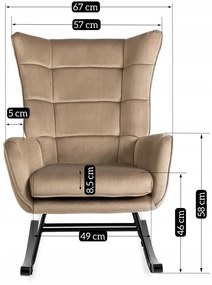 Hintafotel Bézs Bársony Kárpittal. JACKSON