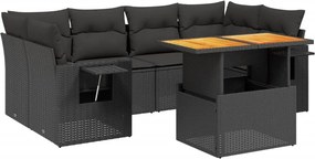 vidaXL 7 részes fekete polyrattan kerti ülőgarnitúra párnával
