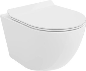 Mexen LENA Perem nélküli, falra akasztható wc csésze lassan süllyedő ülőkés SLIM, 48 x 36 cm, fehér, 30224000