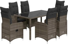 vidaXL 5 részes szürke polyrattan kerti bisztrógarnitúra párnákkal