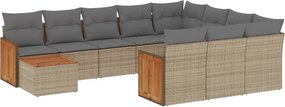 vidaXL 11 részes bézs polyrattan kerti ülőgarnitúra párnákkal