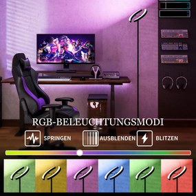 HOMCOM RGB Állólámpa, szabályozható lámpa többszínű világítási lehetőségekkel, forgatható, fekete