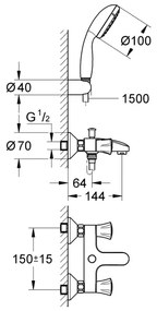 GROHE 2546010A - COSTA L kádcsaptelep DN 15 fényes króm