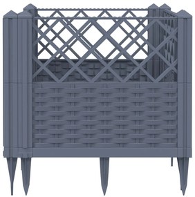 szürke PP kerti virágláda cövekekkel 43,5 x 43,5 x 43,5 cm