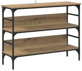 Konzolasztal polcokkal kézműves tölgy 100 x 32 x 75 cm Faanyag