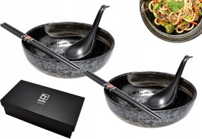 2 db-os tál szett kanállal és pálcikákkal Ansen 17,5 cm 700 ml Box