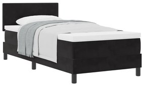 Boxspring Ágy Matraccal Fekete 90x200 cm Bársony
