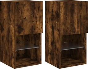 vidaXL 2 db füstös tölgy színű TV-szekrény LED-lámpákkal 30,5x30x60 cm
