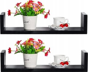 2 x Fehér Fekete Fali Polcok Könyvespolc Falra Akasztható Nappali 44 Konyha