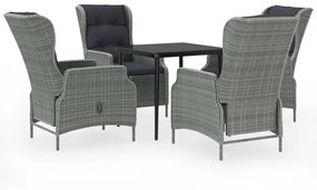 vidaXL 5 részes világosszürke kerti étkezőgarnitúra