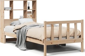 vidaXL tömör fenyőfa könyvespolcos ágy matrac nélkül 90 x 200 cm