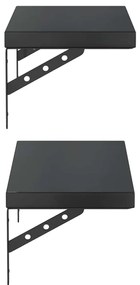 2 db fekete rozsdamentes acél fali polc 50 x 23,5 cm