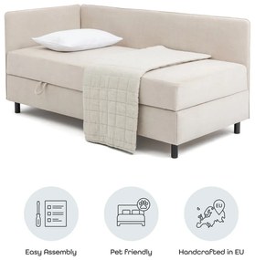 Bézs kárpitozott ágyneműtartós egyszemélyes ágy matraccal 120x200 cm Avela – Bonami Selection