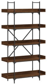 5-szintes barna tölgy szerelt fa könyvespolc 100x33x180,5 cm