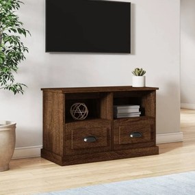 Barna tölgyszínű szerelt fa TV-szekrény 80 x 35 x 50 cm