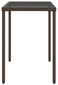 barna polyrattan üveglapos kerti asztal 115x54x74 cm