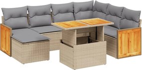 vidaXL 8 részes bézs polyrattan kerti ülőgarnitúra párnával