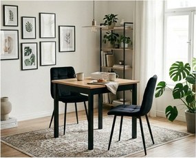 Sydney borovi fenyő étkezőasztal fekete konstrukcióval, 70 x 70 cm - onami Essentials