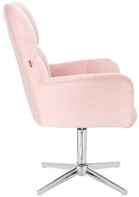 HR650CROSS Púderrózsaszín modern velúr szék krómozott lábbal
