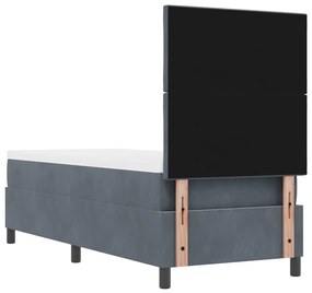 Boxspring Ágy Kárpittal és LED Világítással Sötétszürke 80x200 cm