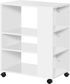 Vinsetto Nyomtató Állvány Irodai Oldalszekrény Kerekekkel 3 Oldalszekrénnyel és 2 Fékkel 30 kg Teherbírással Hálószobába, Konyhába, Nappaliba 60x40x75