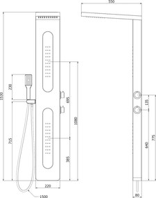 Mexen Mano, zuhanypanel, fekete, 7609-02-70