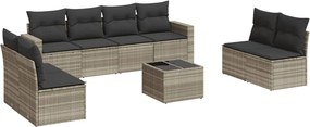 vidaXL 9 részes világosszürke polyrattan kerti ülőgarnitúra párnával