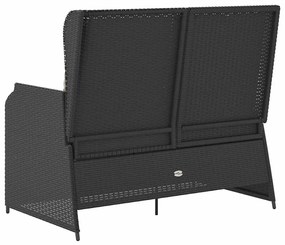 Kerti pad párnával Fekete Poli rattan