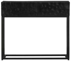 fekete tömör mangófa és vas tálalóasztal 90 x 30 x 76 cm