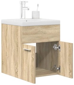 mosdószekrény beépített medencével csapteleppel Sonoma tölgyfa