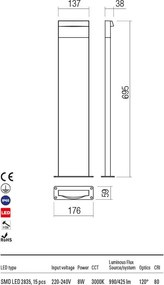 Kültéri Állólámpa Barna POLIFEMO REDO 90429