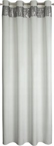 Kész függöny 140X250 fehér bársonyból, dekoratív flitteres csíkkal
