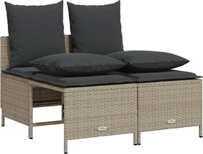 vidaXL 4 részes világosszürke polyrattan kerti ülőgarnitúra párnákkal