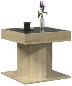 Sonoma tölgy szerelt fa dohányzóasztal LED-del 50 x 50 x 45 cm