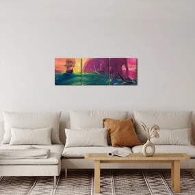 Kép - Olajfestmény, Vitorlázás egy fantasztikus birodalomba (órával) (90x30 cm)