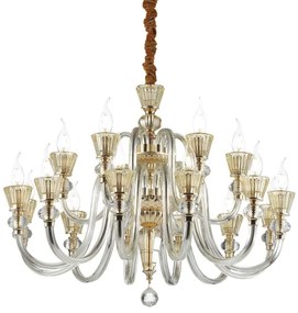 Ideal Lux - Kristály csillár láncon STRAUSS 18xE14/40W/230V átm. 85 cm réz