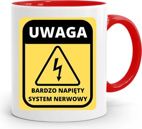 Bögre Piros Vicces Feszes Rendszer fényképes nyomtatással