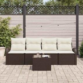 Kerti Kanapé Szett 5 pcs Barna 55 x 55 x 37 cm Poli rattan