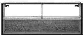 szürke sonoma színű szerelt fa és fém TV-szekrény 100x31x39,5cm